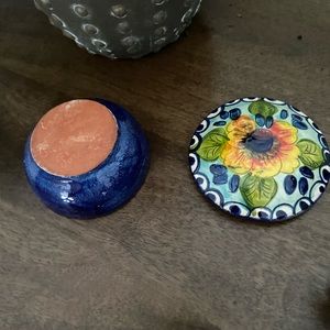 Made in Portugal Souvenir Hand-painted ceramic trinket holder 3”x3”